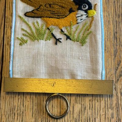 Needlepoint Bird and Flower Bell Pulls