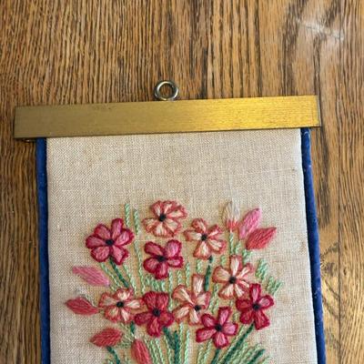 Needlepoint Bird and Flower Bell Pulls