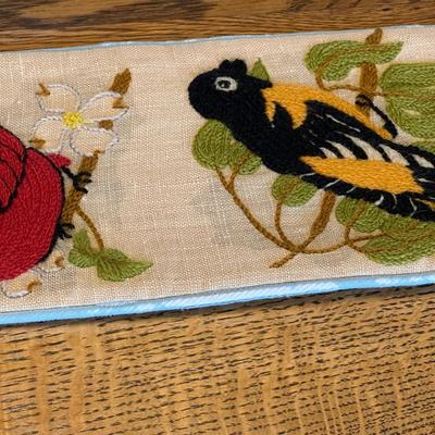 Needlepoint Bird and Flower Bell Pulls