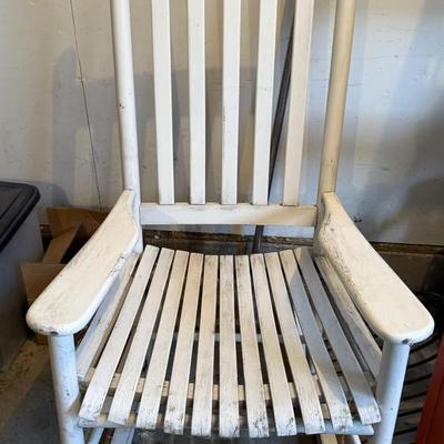 Large White Wood Rocking Chair