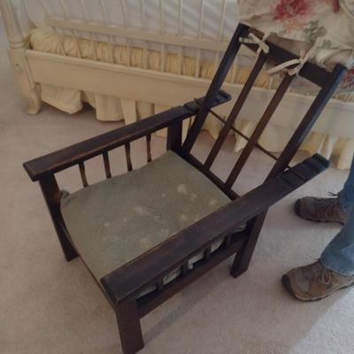Antique Children's Wooden Adjustable Chair- Approx 17" Wide