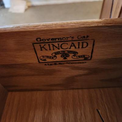 Kincaid Governor's Oak Lighted China Cabinet Hutch 64x19x81 2 Piece