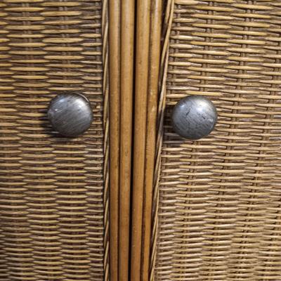 PIER 1 IMPORTS 3 DRAWER STEEL FRAMED WICKER BEDROOM ARMOIRE