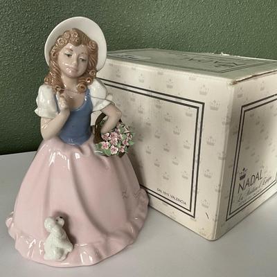 Nadal Lladro made in Spain, girl with basket of flowers