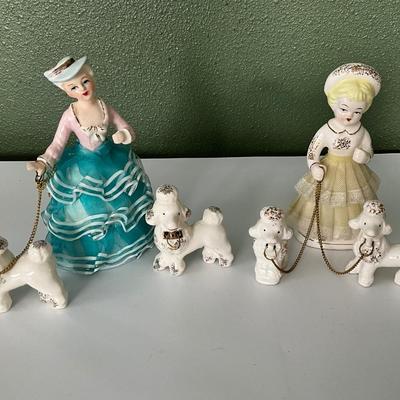 Vintage Japan Porcelain Lady w/lace dress x 2