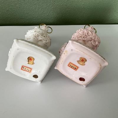 Vintage Pink & White Spaghetti Pin Cushion Poodles, Royal Japan