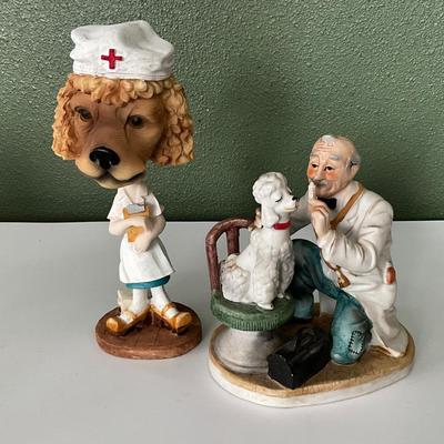 Lefton Japan Doc with bobble head nurse poodle
