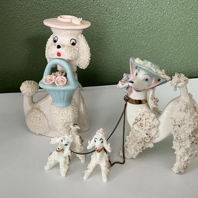 MCM White spaghetti poodle Night light, Vintage Royal Japan Ceramic Spaghetti Poodles
