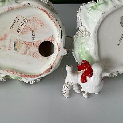 Rare Vintage 1950's Napco Shopping girls w/packages w/poodles