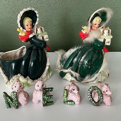 Vintage Napco Xmas Planter, Napco Lady and Japan Noel