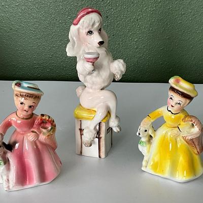 Vintage Royal Japan Miss Fifi on bar stool, and Golden Girls