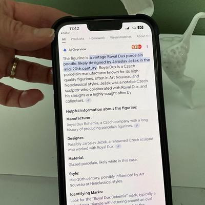 Vintage Rare Royal Dux Porcelain Dutch Poodle