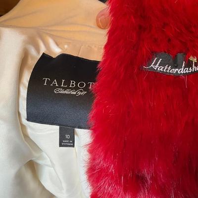 Talbot Coat with Red Scarf by Hatterdashers size 10