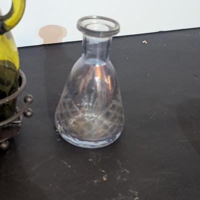 Vintage Etched Glass Perfume Bottles & Oil & Vinegar Cruet Set