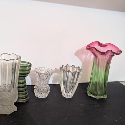 Clear & Colored Glass Flower Vases