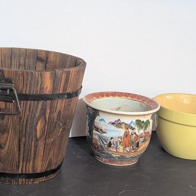 Wood & Ceramic Planters