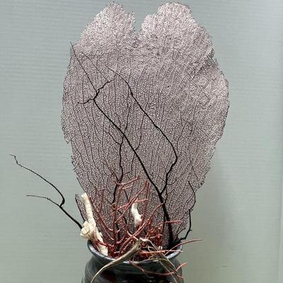 Ceramic Vase with Sea Fan & Other Stems