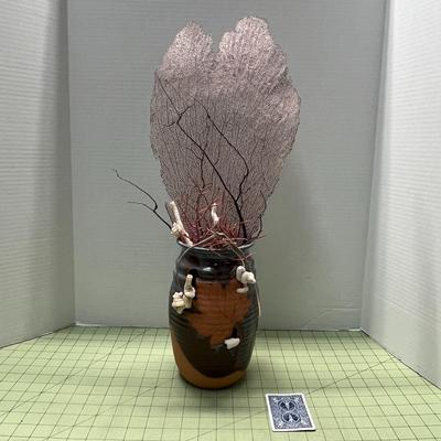 Ceramic Vase with Sea Fan & Other Stems