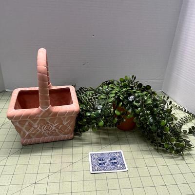 Faux Greens with Ceramic Basket