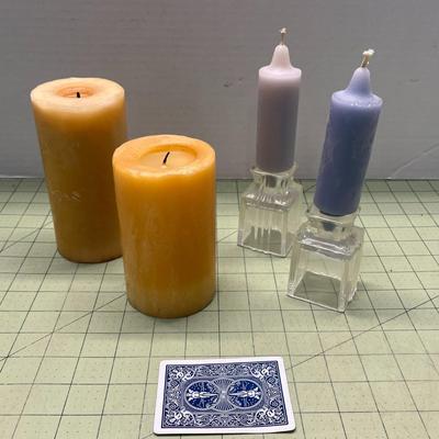 Candle Assortment with Glass Candle Sticks