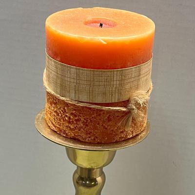 Brass Candle Holder with Candle
