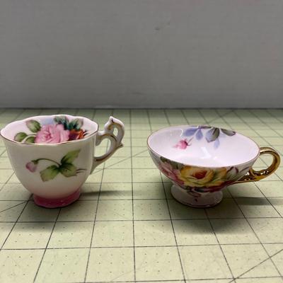 Antique Handpainted Bone China (Japan) & Handpainted Occupied Japan Tea Cups with Saucers