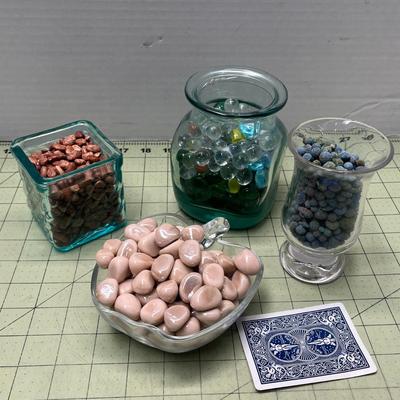 Glass Dishes with Decorative Rocks