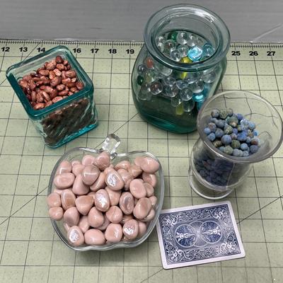 Glass Dishes with Decorative Rocks