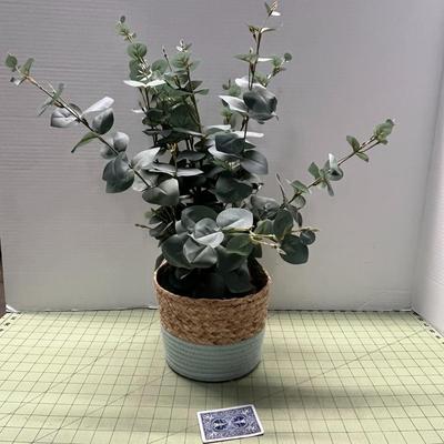 Artificial Plant with Woven Basket