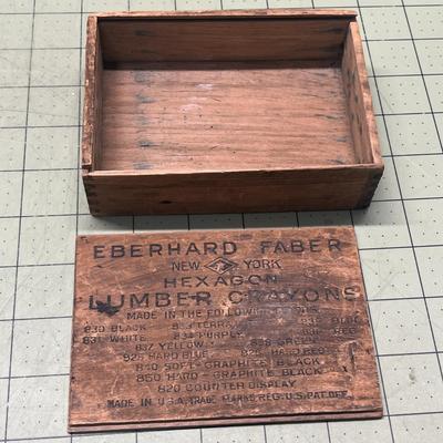 Vintage Wooden Crayon Box & Vintage Thumb Tacks