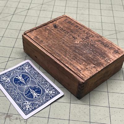 Vintage Wooden Crayon Box & Vintage Thumb Tacks