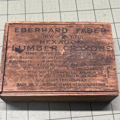 Vintage Wooden Crayon Box & Vintage Thumb Tacks