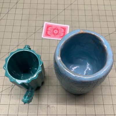 Cactus Pot & Blue Pottery