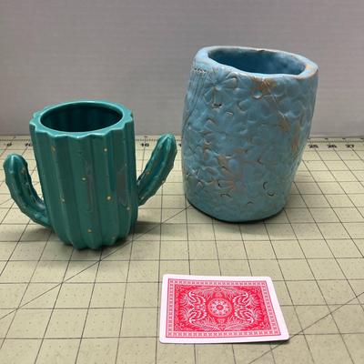 Cactus Pot & Blue Pottery
