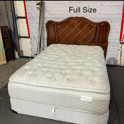 Full Size Bed Frame, Headboard, and Mattress