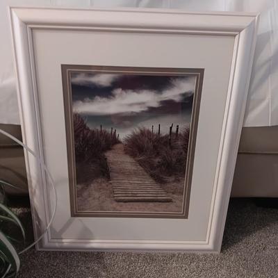 GILL COPELAND FRAMED PHOTO AND FAUX PLANT IN METAL POT