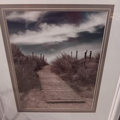 GILL COPELAND FRAMED PHOTO AND FAUX PLANT IN METAL POT