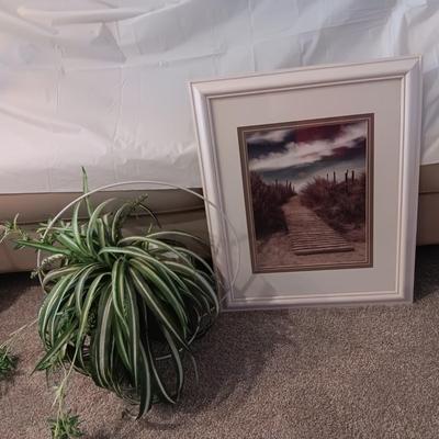 GILL COPELAND FRAMED PHOTO AND FAUX PLANT IN METAL POT