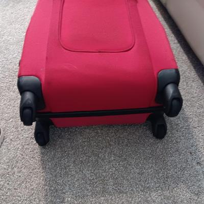 HUANLV TROLLEY BACKPACK, SONY RADIO ALARM CLOCK AND A SMALLER SUITCASE ON 4 WHEELS