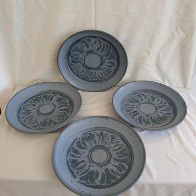 Handmade Signed Pottery Dinnerware set - Plates - Bowls - Mugs - Goblets - Mugs 16 pieces! (1 of 2)