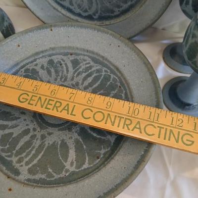 Handmade Signed Pottery Dinnerware set - Plates - Bowls - Mugs - Goblets - Mugs 16 pieces! (1 of 2)