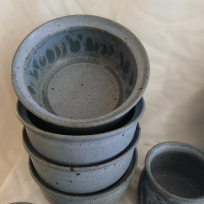 Handmade Signed Pottery Dinnerware set - Plates - Bowls - Mugs - Goblets - Mugs 16 pieces! (1 of 2)