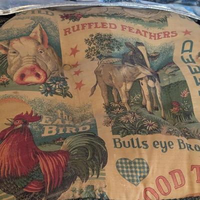 Vintage Broom Chair Pillow Banner