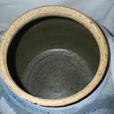 Handmade Vintage signed pottery - Honey pot - Sugar & Cream - and a wicker handled tea pot