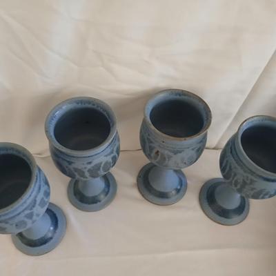 Handmade Signed Pottery Dinnerware set - Plates - Bowls - Goblets -Mugs, 16-piece set (2 of 2)