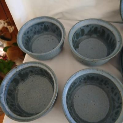 Handmade Signed Pottery Dinnerware set - Plates - Bowls - Goblets -Mugs, 16-piece set (2 of 2)