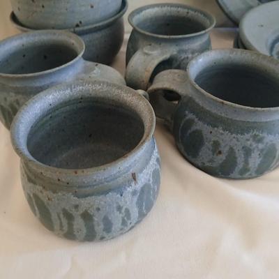 Handmade Signed Pottery Dinnerware set - Plates - Bowls - Goblets -Mugs, 16-piece set (2 of 2)