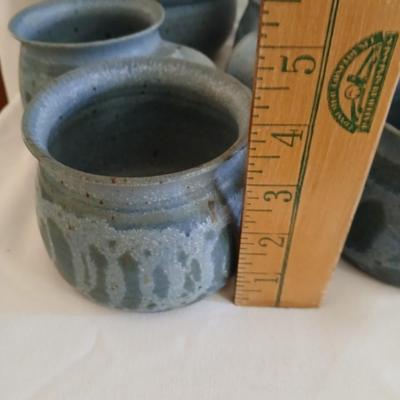 Handmade Signed Pottery Dinnerware set - Plates - Bowls - Goblets -Mugs, 16-piece set (2 of 2)