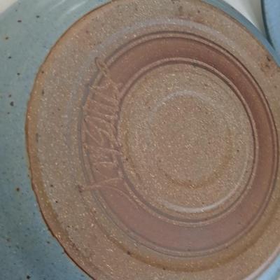 Handmade Signed Pottery Dinnerware set - Plates - Bowls - Goblets -Mugs, 16-piece set (2 of 2)
