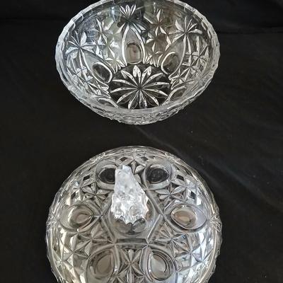 Crystal glassware - candy dish - vase - ashtray and lidded dish with spoon